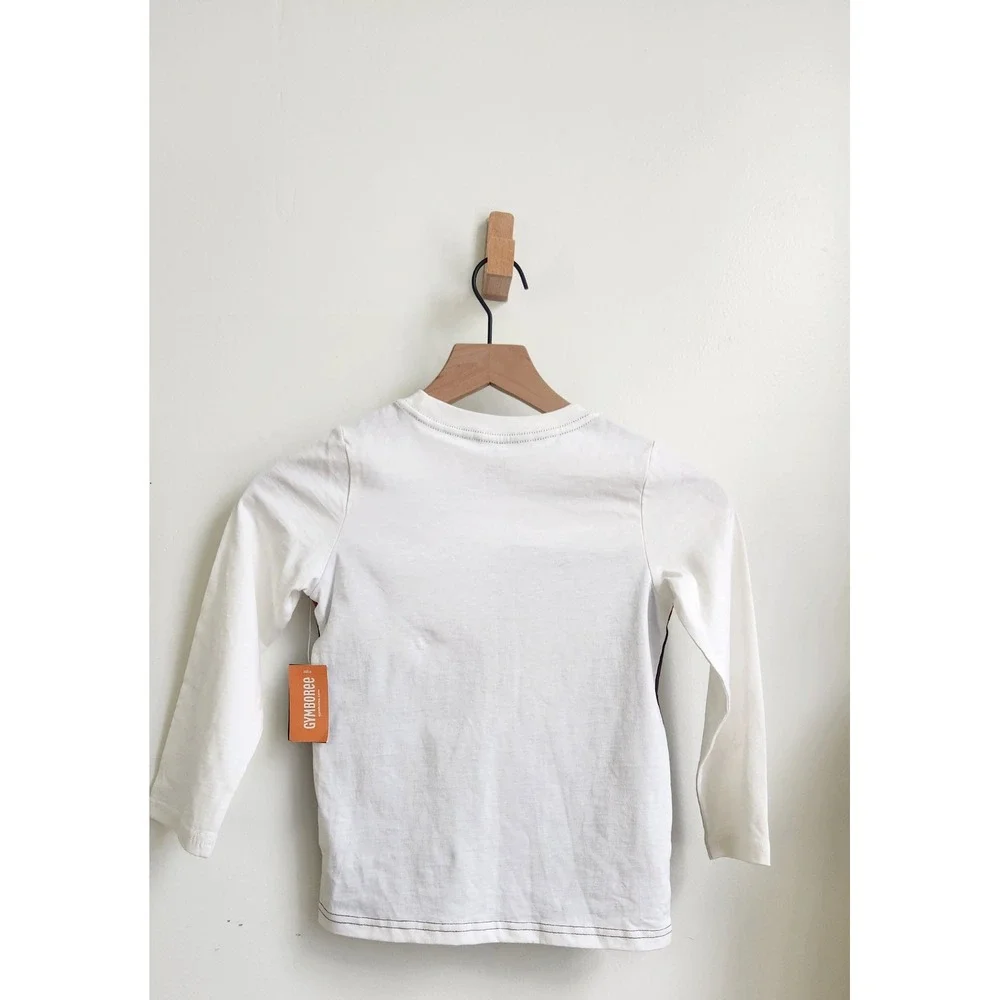 Gymboree Graphic Tee Kids 5T White Brown Owl Applique Long Sleeve Shirt NWT